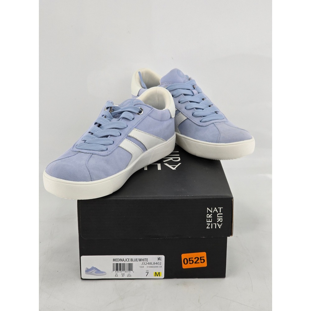 Naturalizer Medina Sneakers Womens Size 7 Ice Blue White Suede Leather - New